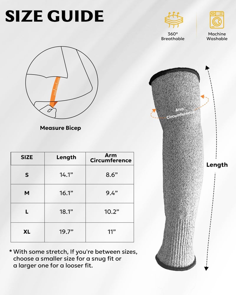 Evridwear Protective Arm Sleeves Cut Resistant Farmers Sleeves for Men Work  Gardening  Farming  Arm Protectors for Thin Skin and Bruising (Large  Black No Thumb Hole) - Image 5